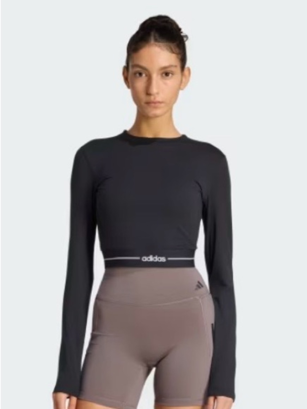 adidas Black Long Sleeve Cropped Athletic Top XL new with tags